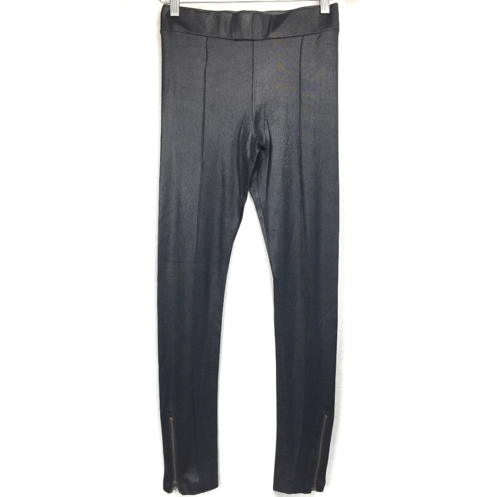 Topshop Shiny Black Moto Leggings Hi Rise 10